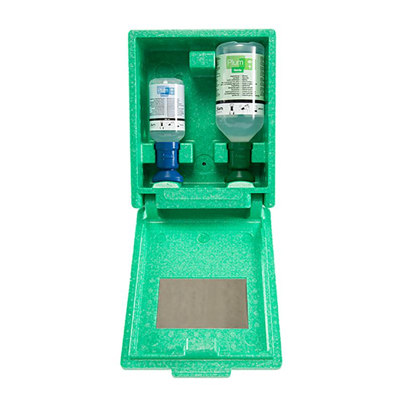0310 Plum oogspoelstation gevuld met 1x 500 ml Sodium Chloride en 1x 200 ml pH Neutraal